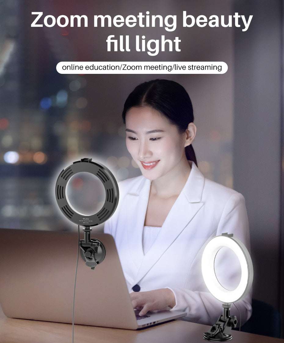 FTA CL05 3200k-6500k Ring Light Led Video Light Video Conference Light with Suction cup Laptop Live Streaming Fill Light