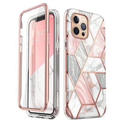 Cover for iPhone 12 Pro Max Case 6.7 inch (2020) Full-Body Glitter Marble Bumper Case with Built-in Screen Protector.