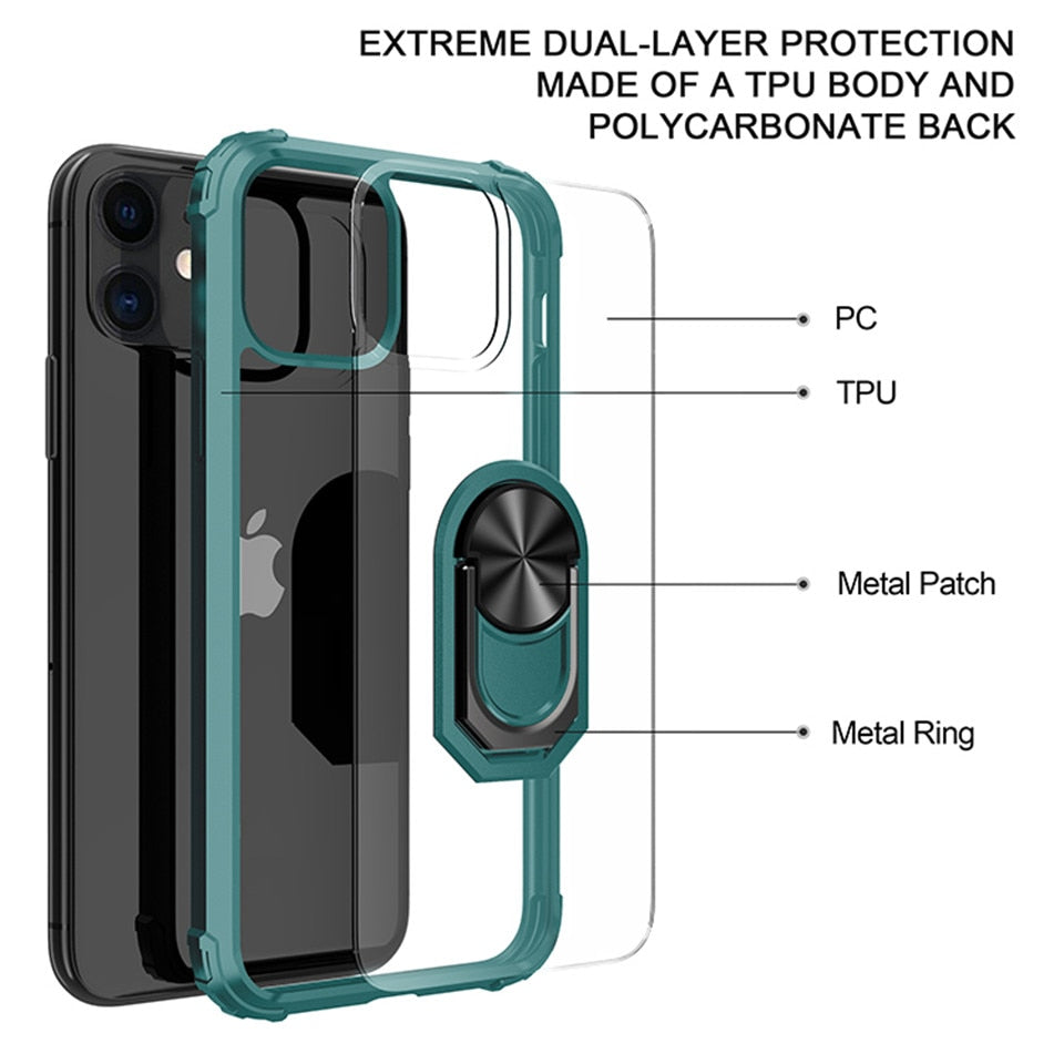 FTA Cases For iPhone 12 Pro Max 12 Mini Kickstand Shell Shockproof Magnetic Ring Phone Case For iPhone 11 pro MAX XR XS SE 2020 7 8