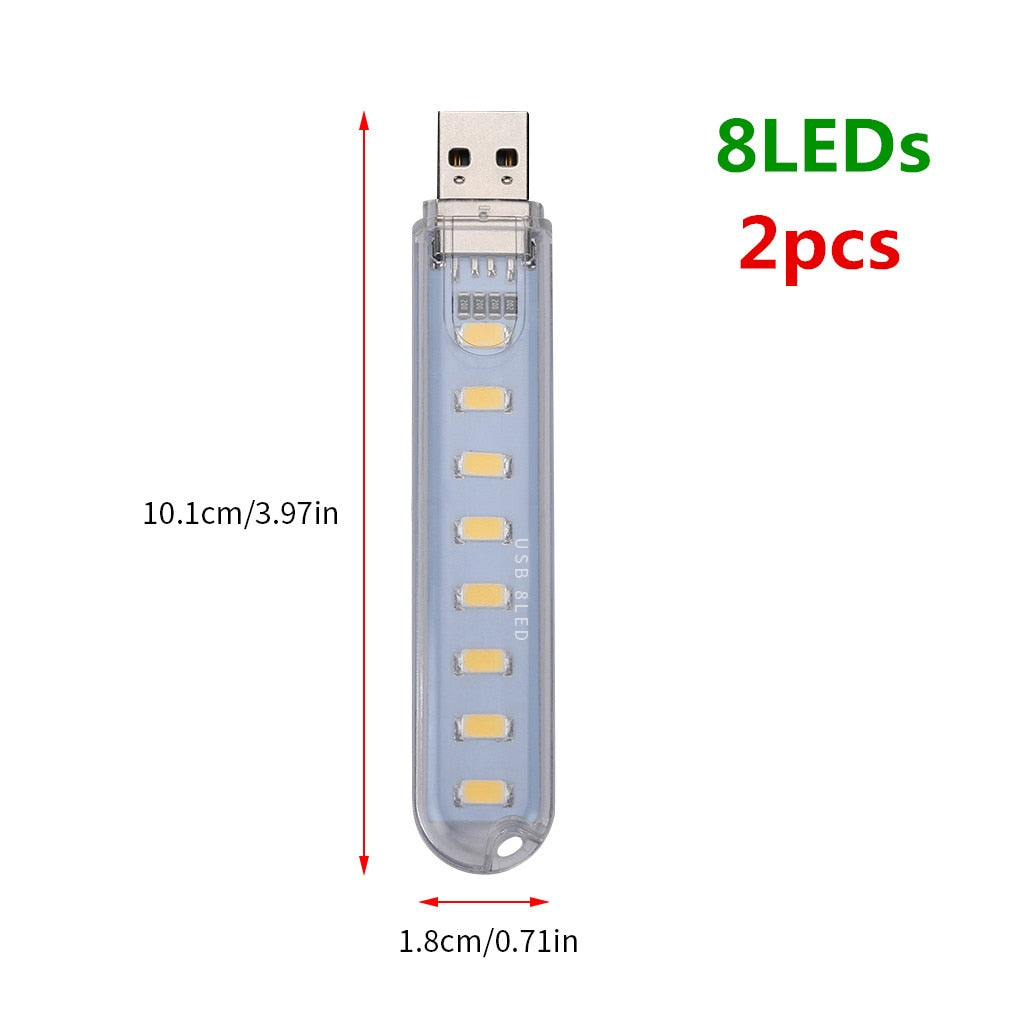 FTA Mini Portable USB LED Book Light DC5V Ultra Bright Reading Book Lamp 3leds 8leds Lights For Power Bank PC Laptop Notebook