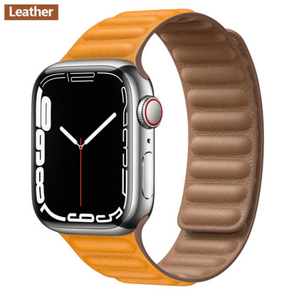 FTA Leather Link For Apple Watch Band 45mm 42mm 44mm  49mm Original Magnetic Loop bracelet iWatch Series 8 Ultra 3 SE 6 7 Strap