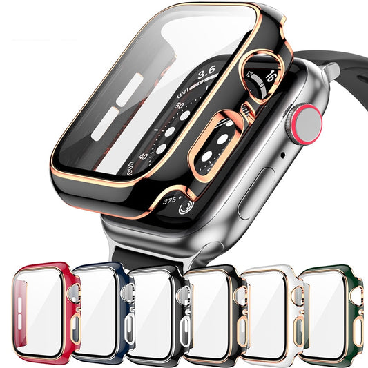 FTA Glass + Cover For Apple Watch Case 45mm 41mm 44mm 40mm Two Color Screen Protector Bumper iWatch Series 1 2 3 42mm 38mm