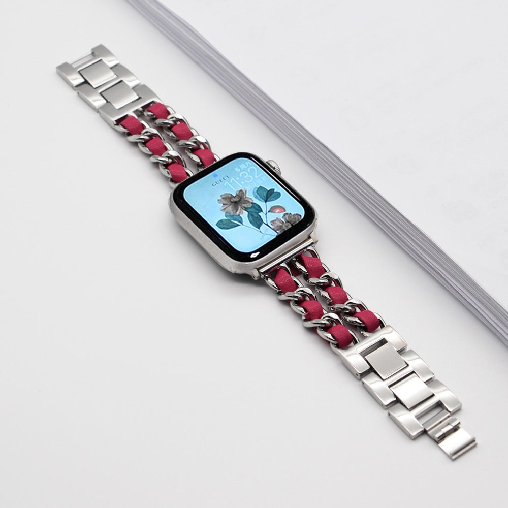 FTA Watch Bands For Apple Watch Band chain 45mm 41mm 38mm 42mm 40mm 44mm woman Bracelet Steel luxury for iWatch series 7 6 se 5 4 3 Correa