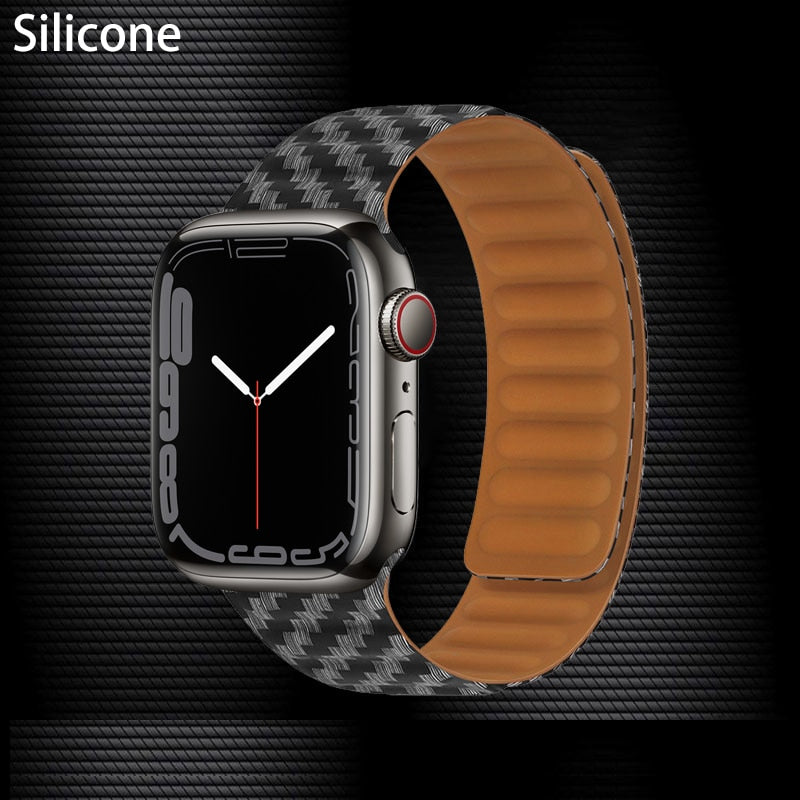 FTA Leather Link For Apple Watch Band 45mm 42mm 44mm  49mm Original Magnetic Loop bracelet iWatch Series 8 Ultra 3 SE 6 7 Strap