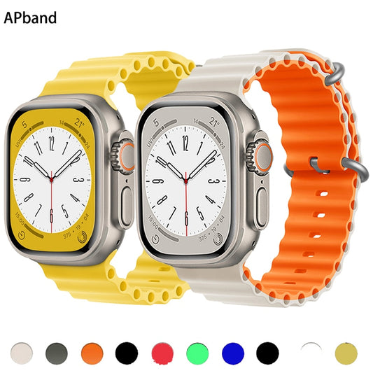 Ocean strap For Apple watch band 49mm 45mm 44mm 40mm 41mm 42mm 49 45 mm silicone correa bracelet iWatch Ultra serie 7 6 3 se 8