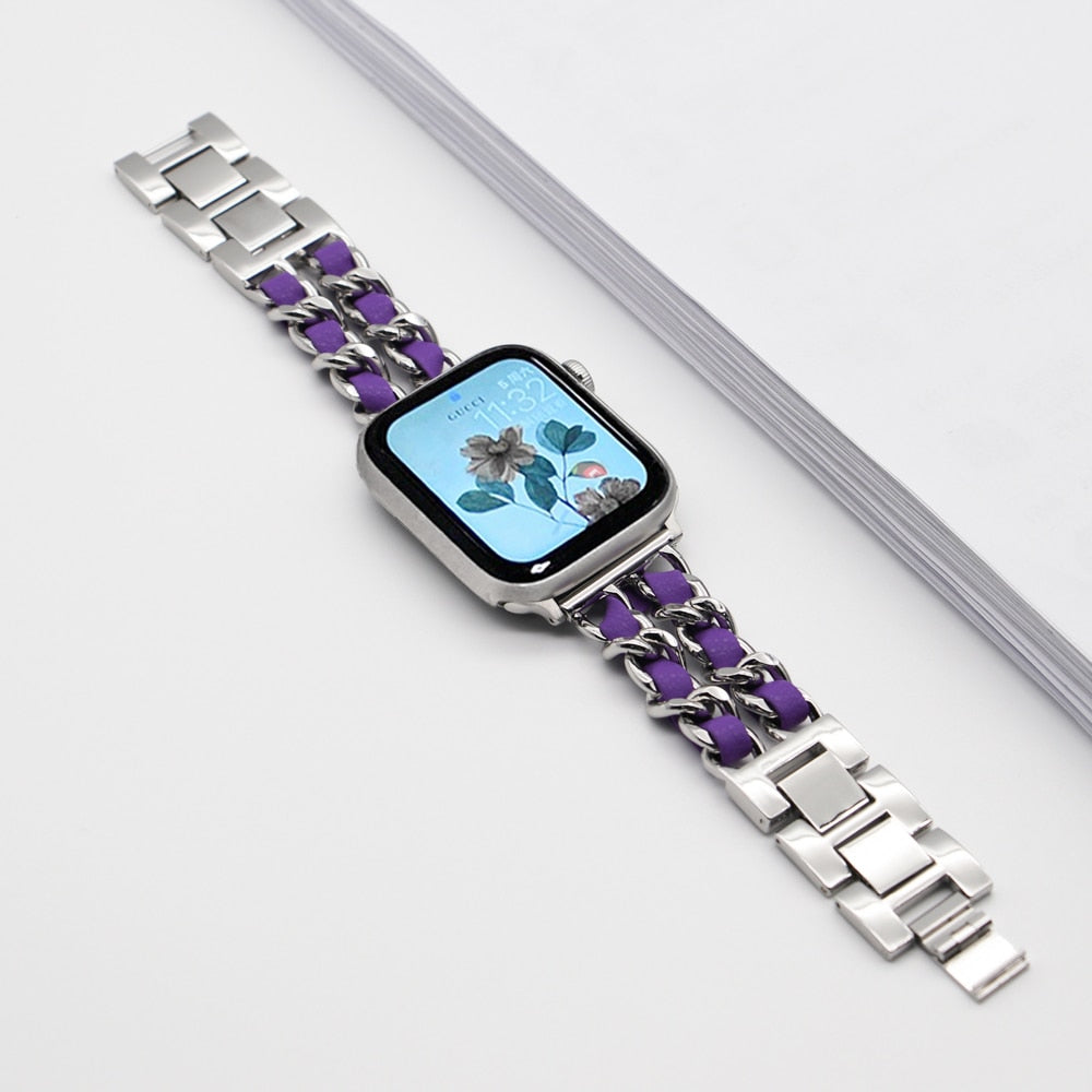 FTA Watch Bands For Apple Watch Band chain 45mm 41mm 38mm 42mm 40mm 44mm woman Bracelet Steel luxury for iWatch series 7 6 se 5 4 3 Correa