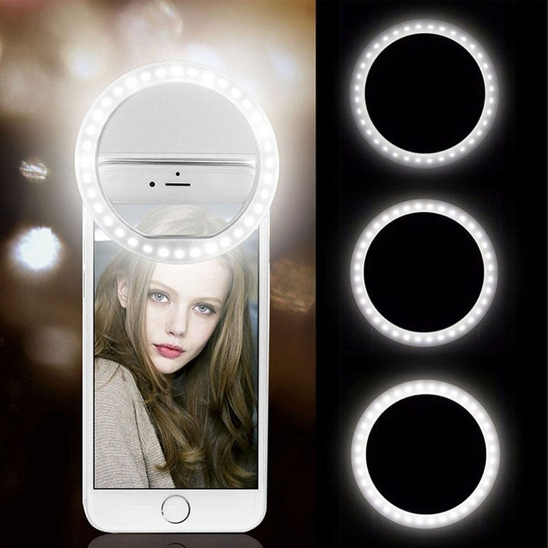 USB Charge Led Selfie Ring Light Mobile Phone Lens LED Selfie Lamp Ring for iPhone for Samsung Huawei Xiaomi Phone Selfie Light