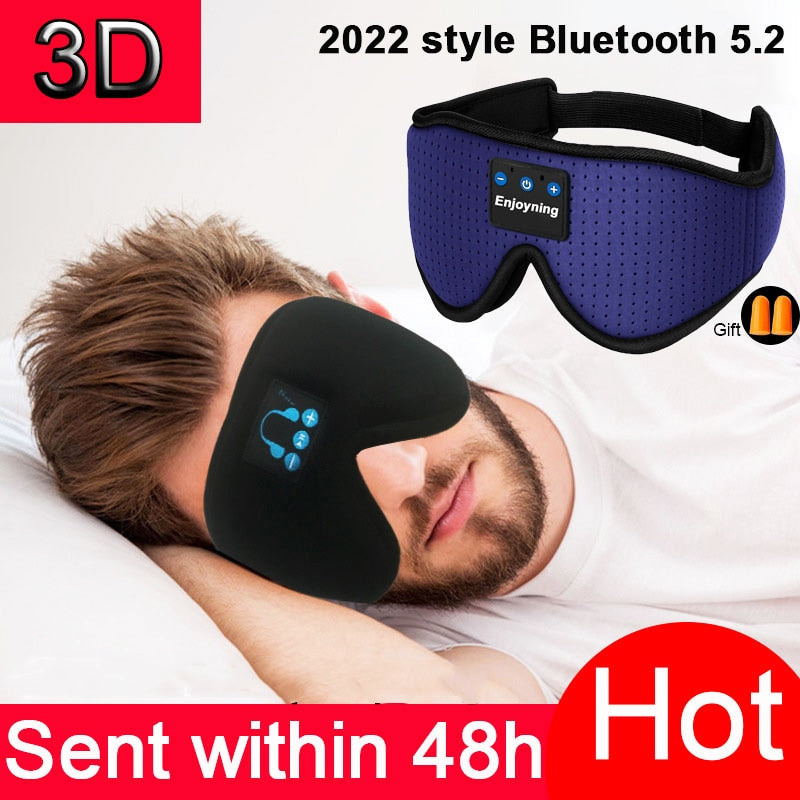 New 3D FTA confortable wireless music headphone sleep breathable smart eye mask Bluetooth headset call with mic for ios Android mac