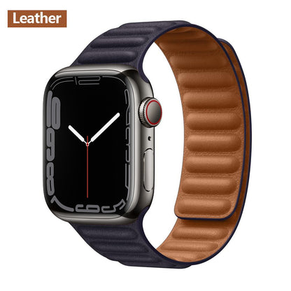 FTA Leather Link For Apple Watch Band 45mm 42mm 44mm  49mm Original Magnetic Loop bracelet iWatch Series 8 Ultra 3 SE 6 7 Strap