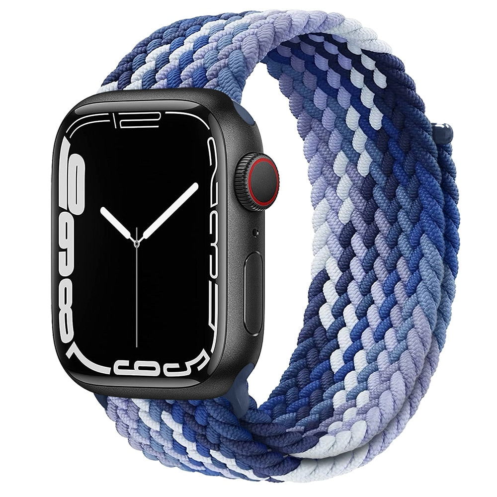 Braided Loop For Apple watch Strap 44mm 40mm 45mm 41mm 42mm 38mm 49mm Elastic Solo bracelet iWatch series 7 se 3 6 Ultra 8 Band