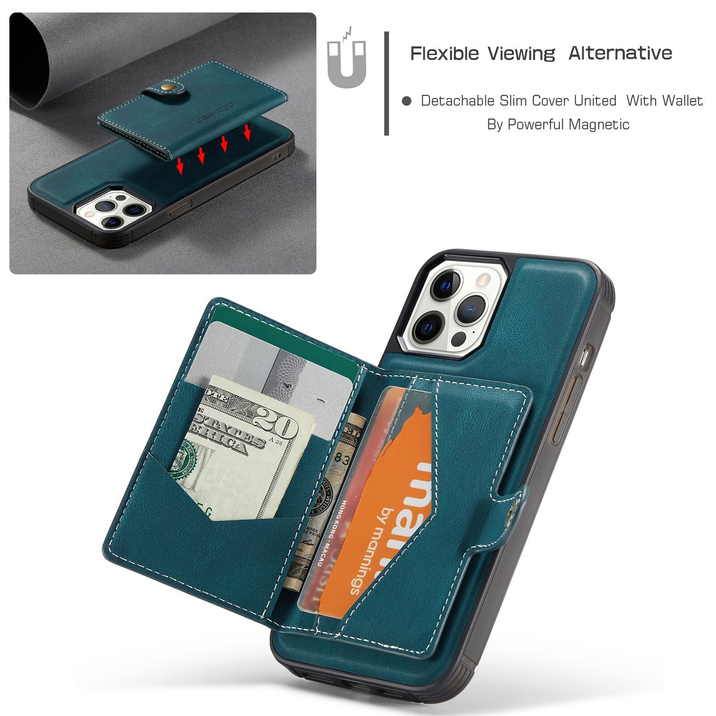 Luxury Magnetic Safe Leather Case For iPhone 14 13 12 11 Pro Max, SE XS Max XR X Wallet Card Solt Bag Stand Holder Cover.