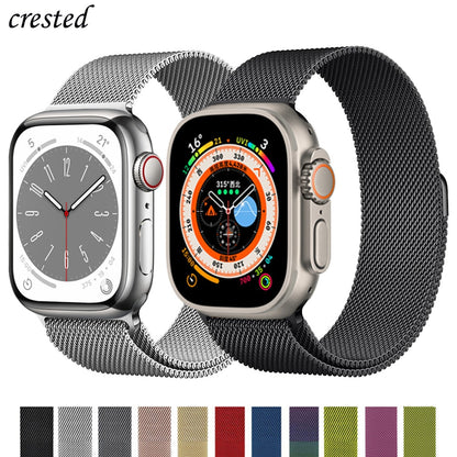 Milanese Loop straps for Apple Watch Ultra Band 49mm 44mm 45mm 40mm 41mm 42mm 38mm 38 mm belt bracelet iWatch series 7 se 3 5 6 8 Strap