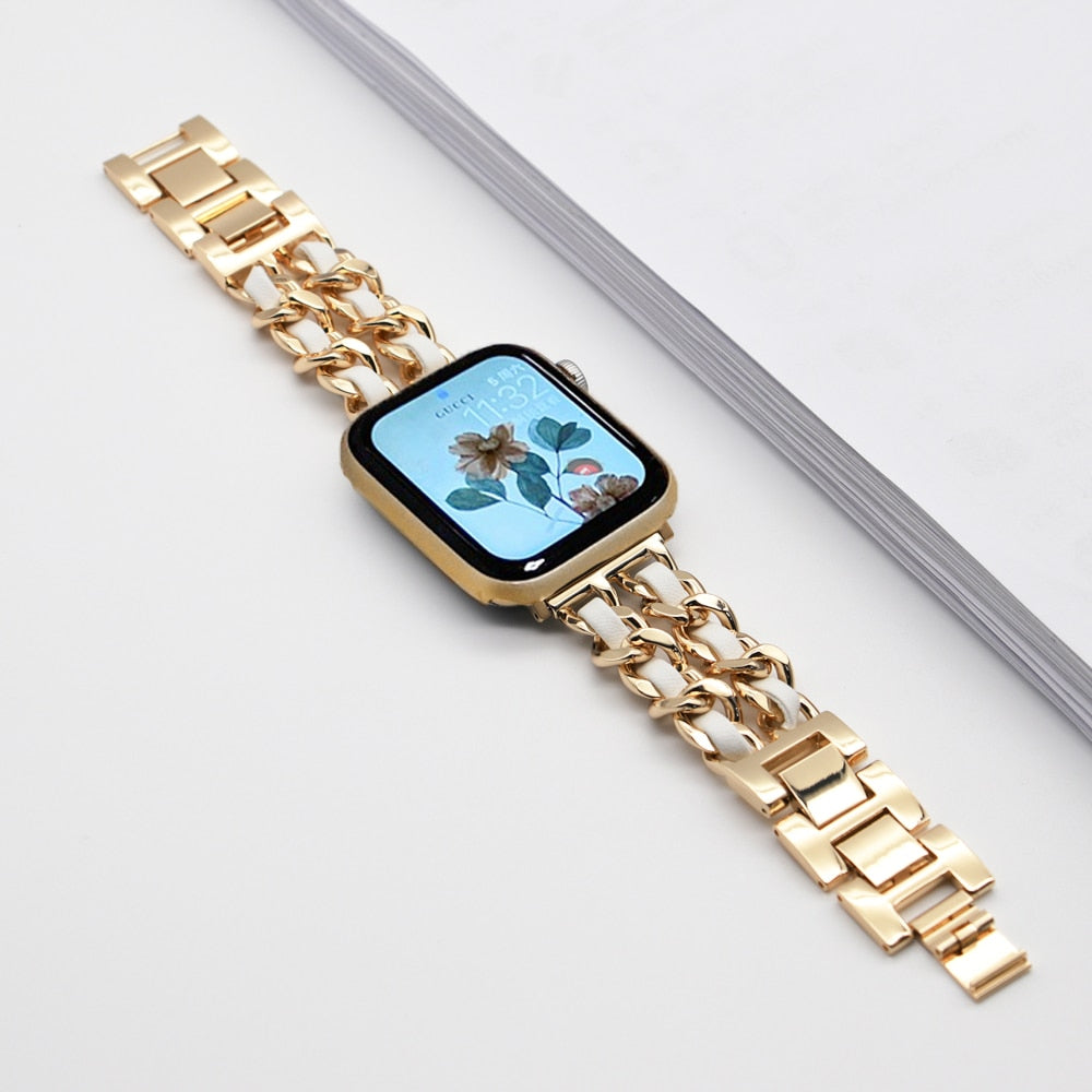 FTA Watch Bands For Apple Watch Band chain 45mm 41mm 38mm 42mm 40mm 44mm woman Bracelet Steel luxury for iWatch series 7 6 se 5 4 3 Correa