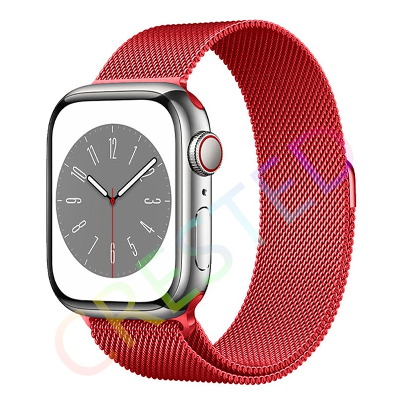 Milanese Loop Strap For Apple watch Band 44mm 40mm 45mm 41mm 42mm 38mm 45 44 mm bracelet iWatch Series 3 5 6 SE 7 8 Ultra 49mm.