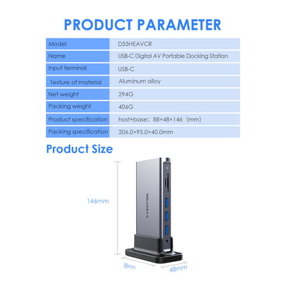 FTA USB C HUB 4K HDMI 60Hz PD VGA USB 3.0 2.0 Docking Station TypeC for MacBook Pro Air M2 M1/Surface Dock Splitter