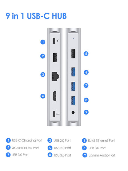 FTA USB C HUB 4K HDMI 60Hz PD VGA USB 3.0 2.0 Docking Station TypeC for MacBook Pro Air M2 M1/Surface Dock Splitter