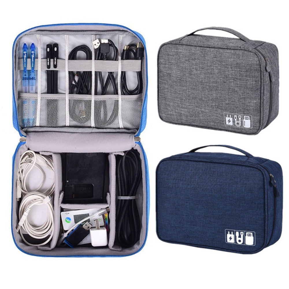 FTA Portable Digital Storage Bags Earphones USB Gadgets Cables Wires Charger Power Battery Zipper Bag Cosmetics Organizer Box