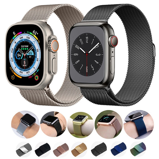 Milanese Loop Strap For Apple watch Band 44mm 40mm 45mm 41mm 42mm 38mm 45 44 mm bracelet iWatch Series 3 5 6 SE 7 8 Ultra 49mm.