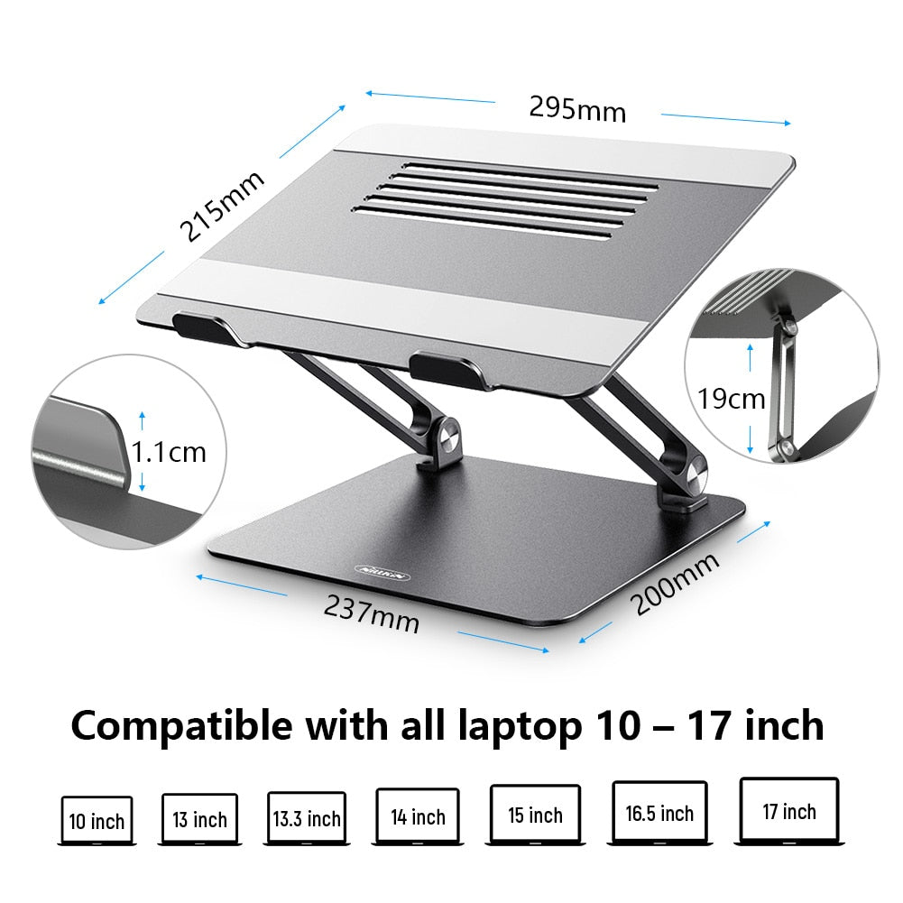 FTA Laptop Stand for bed work from home Adjustable Aluminium FTA Laptop Holder Stand Heat Release Foldable Laptop Notebook Stand