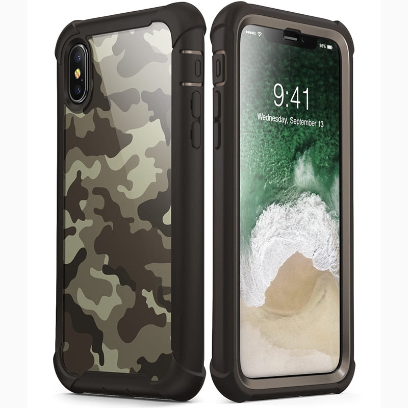 Case protector compatible with iphone X Xs Case 5.8 inch Original i-Blason Ares Series Full-Body Rugged Clear Bumper Case with Built-in Screen Protector