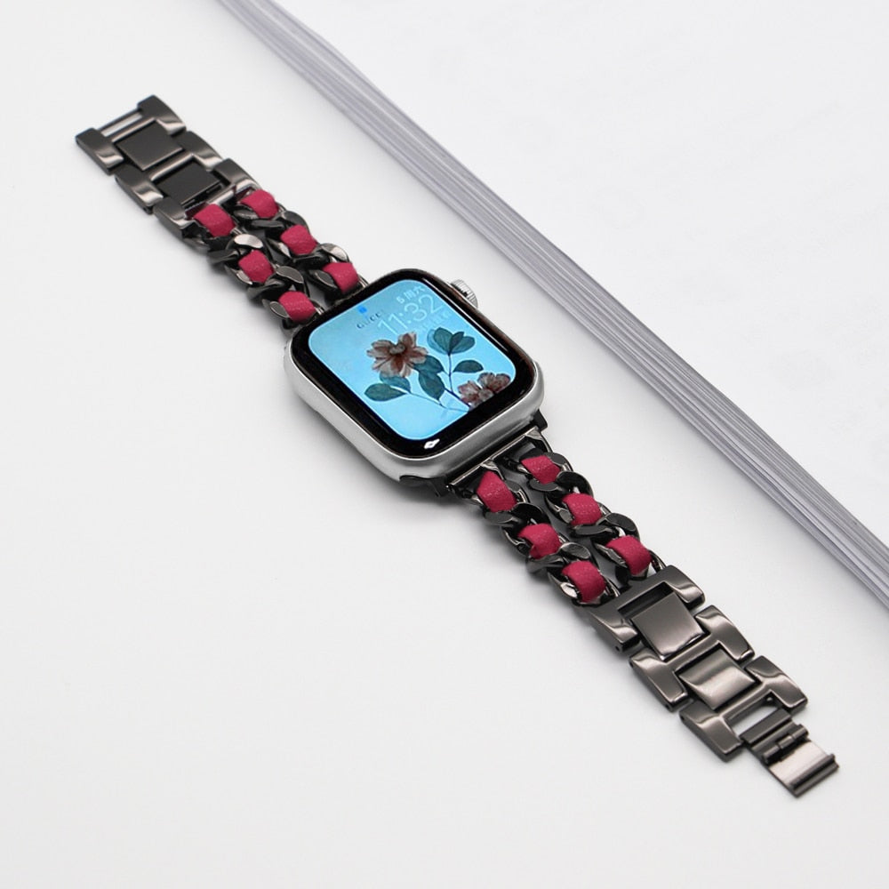 FTA Watch Bands For Apple Watch Band chain 45mm 41mm 38mm 42mm 40mm 44mm woman Bracelet Steel luxury for iWatch series 7 6 se 5 4 3 Correa