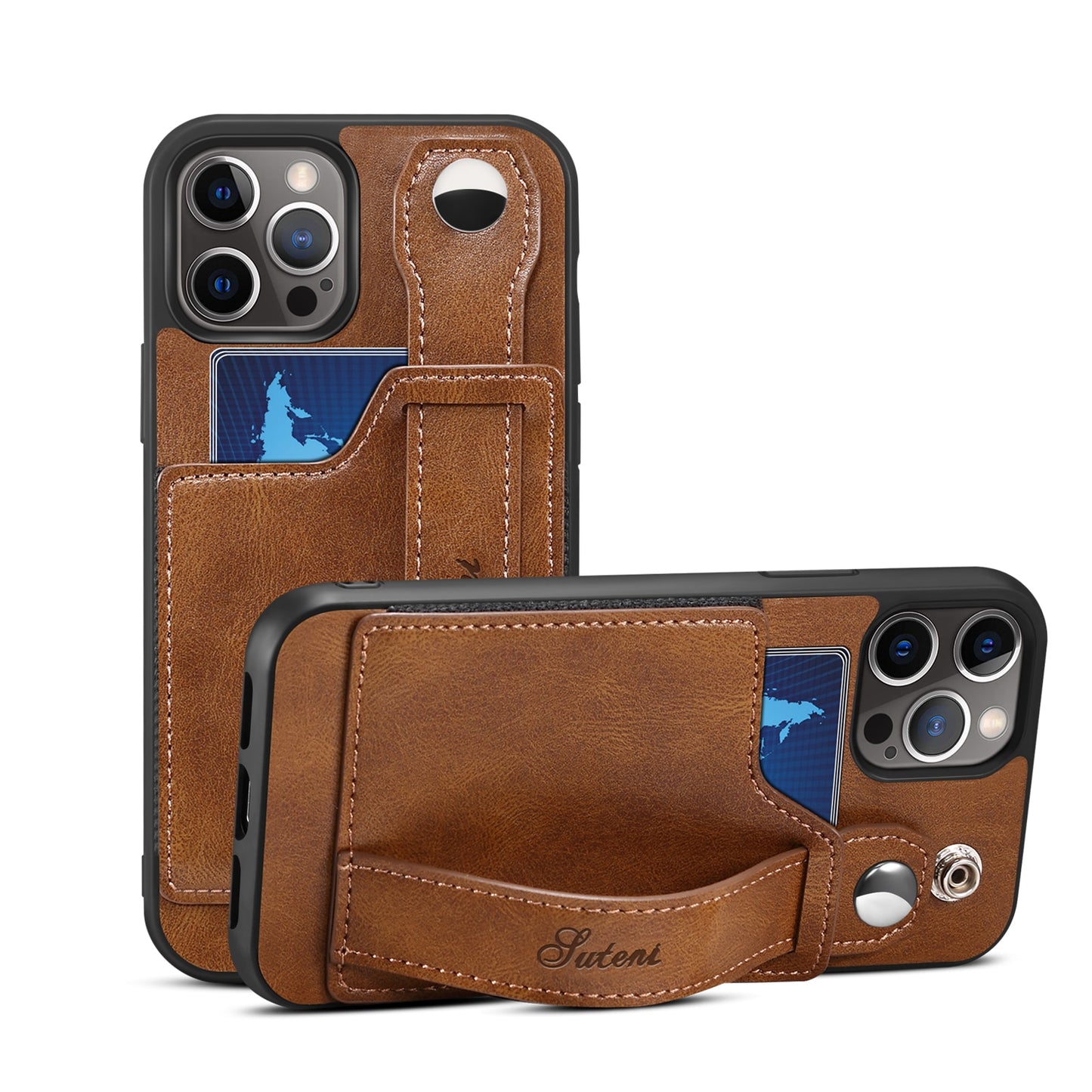 Cover for iPhone 13 12 Pro Max Case PU Leather Wallet flip Cover Stand Feature with Wrist Strap and Credit Cards Pocket for 12 Pro.