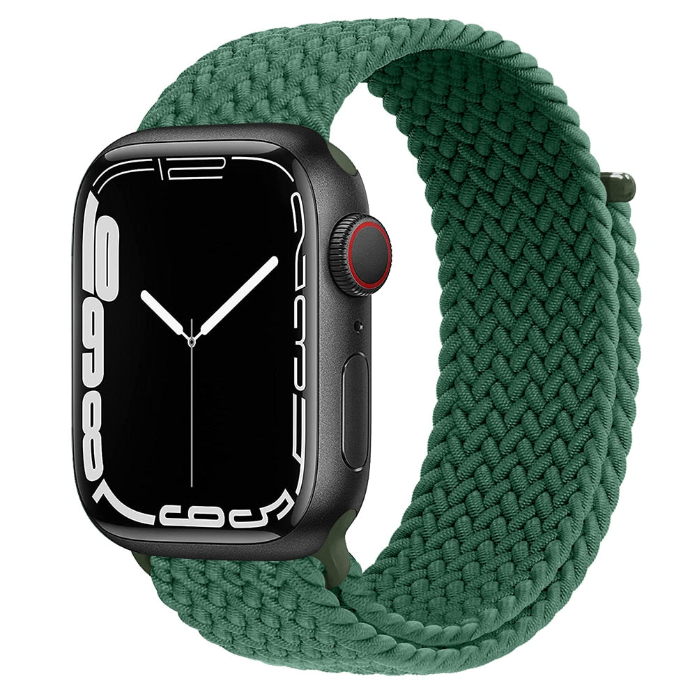 Braided Loop For Apple watch Strap 44mm 40mm 45mm 41mm 42mm 38mm 49mm Elastic Solo bracelet iWatch series 7 se 3 6 Ultra 8 Band