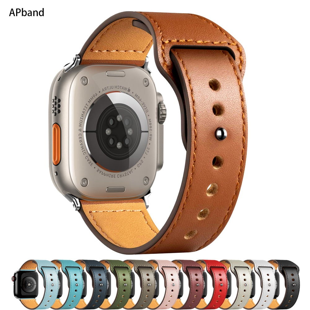 Leather strap For Apple watch band 45mm 44mm 49mm 41mm 40mm 42mm 38mm wristband correa bracelet iWatch series ultra 3 5 6 SE 7 8