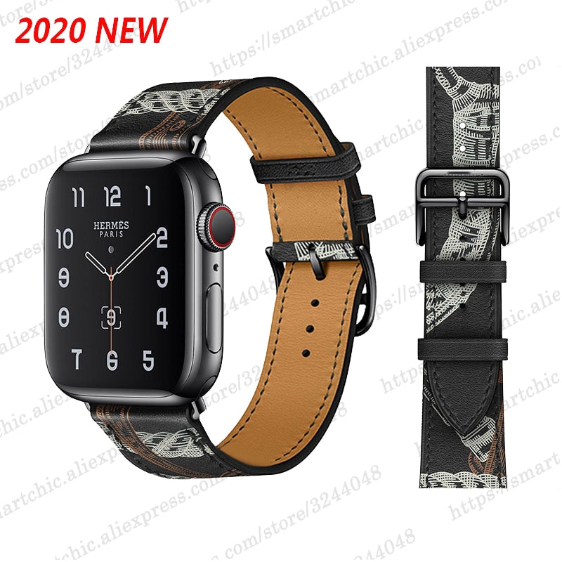 FTA Genuine Leather Watch Strap for Apple Watch Band 6 SE 5 4 3 2 1 44MM 40MM Series 6 Watchband Bracelet 42MM 38MM for Iwatch Bands