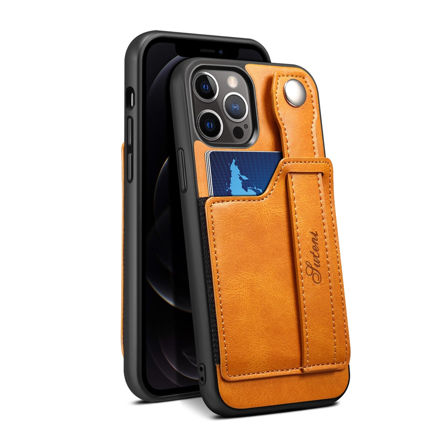 Cover for iPhone 13 12 Pro Max Case PU Leather Wallet flip Cover Stand Feature with Wrist Strap and Credit Cards Pocket for 12 Pro.