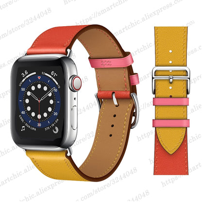 FTA Genuine Leather Watch Strap for Apple Watch Band 6 SE 5 4 3 2 1 44MM 40MM Series 6 Watchband Bracelet 42MM 38MM for Iwatch Bands