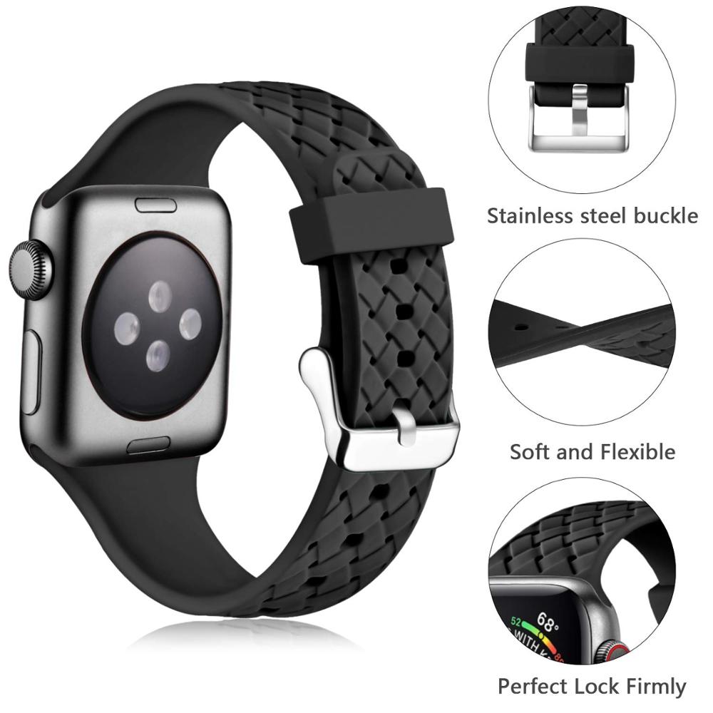 FTA Silicone Strap for Apple watch band 44mm 40mm 45mm 41mm 42mm 38mm Accessories Woven Pattern bracelet iWatch series 6 5 4 3 SE 7